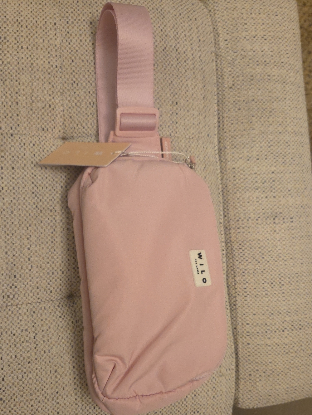 Wilo the Label Pink Puffer Belt Bag Crossbody Sling Bag Nylon